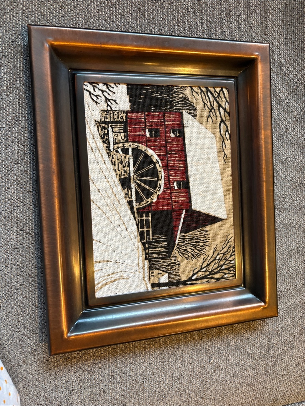 Framed Red Covered Bridge Wall Art - Home Art